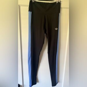 Adidas Leggings with Light Blue Stripe - Medium